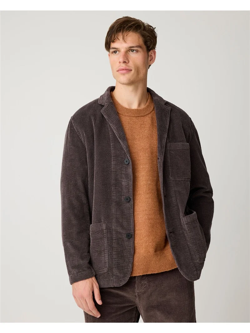 KNOWLEDGE COTTON APPAREL Corduroy Blazer chocolate torte