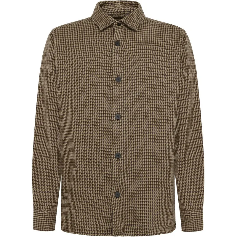 KNOWLEDGE COTTON APPAREL Loose Houndtooth Overshirt dark brown check