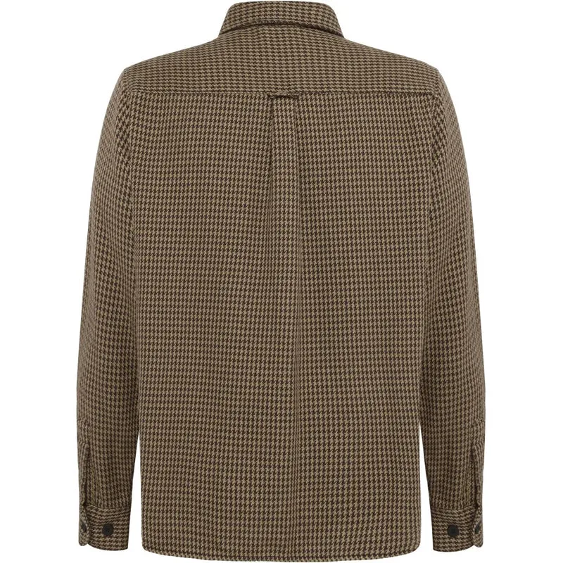 KNOWLEDGE COTTON APPAREL Loose Houndtooth Overshirt dark brown check