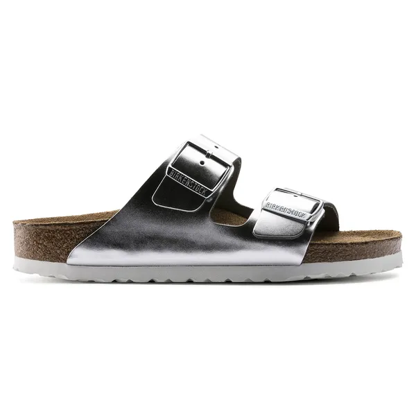BIRKENSTOCK Arizona Soft Footbed Leather Women (schmal) metallic silver
