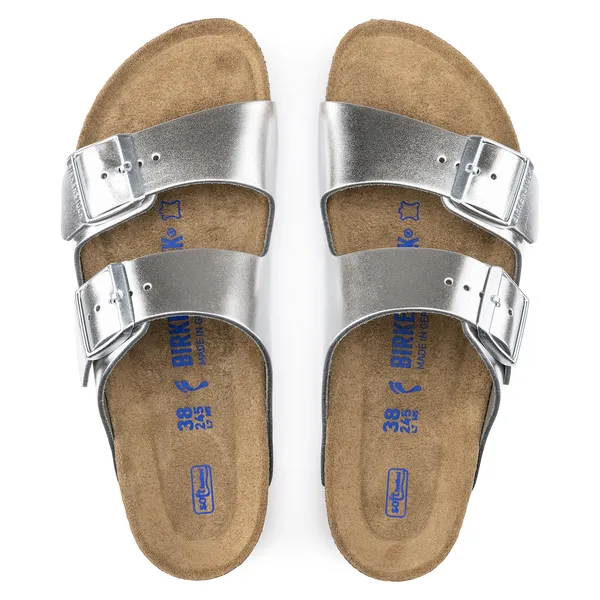 BIRKENSTOCK Arizona Soft Footbed Leather Women (schmal) metallic silver