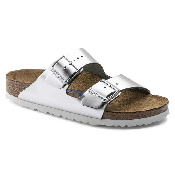 BIRKENSTOCK Arizona Soft Footbed Leather Women (schmal) metallic silver