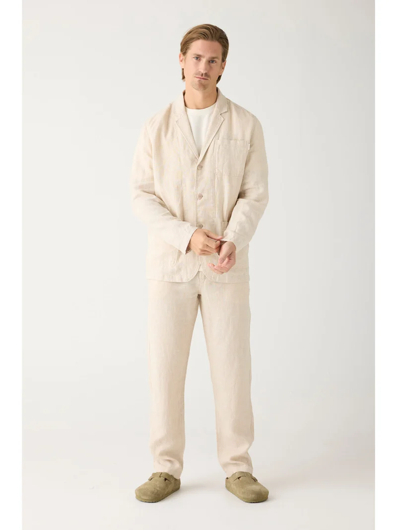 KNOWLEDGE COTTON APPAREL Chuck Regular Linen Pants yarndyed - light feather gray