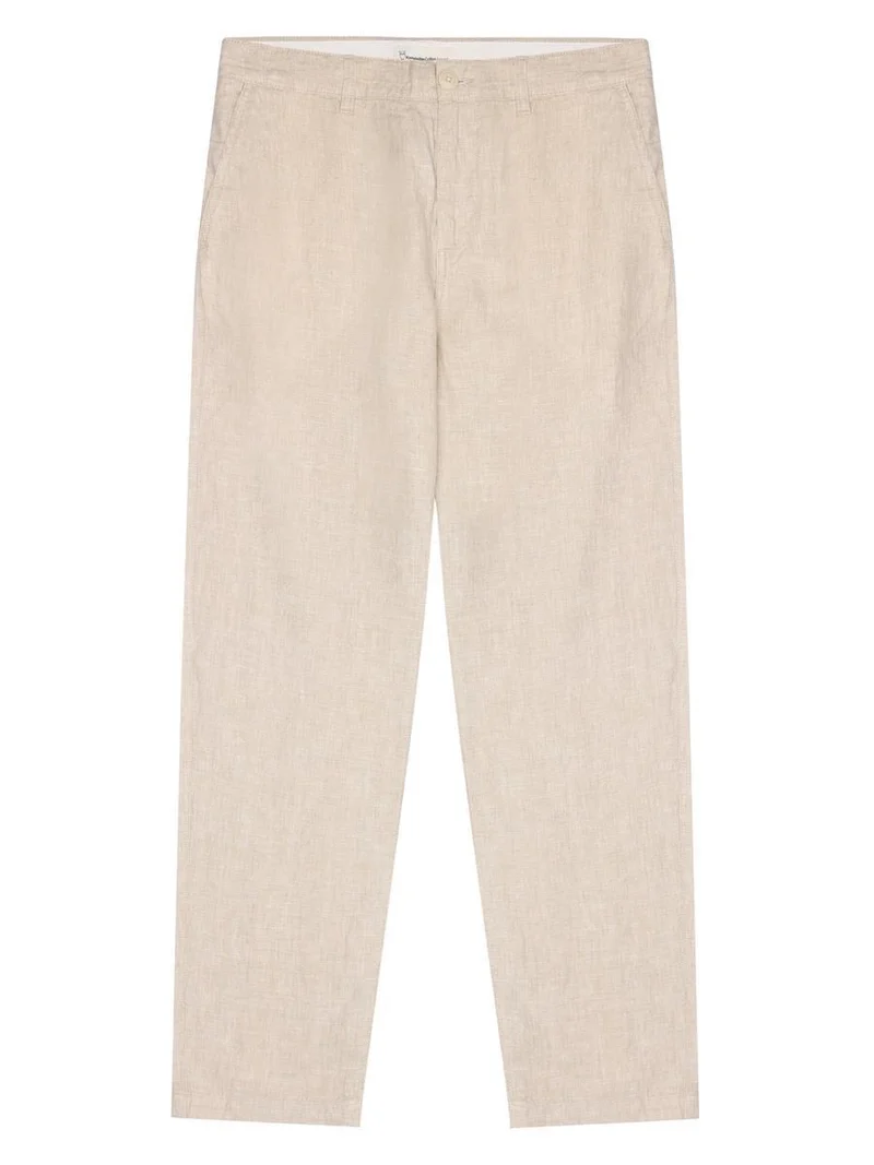 KNOWLEDGE COTTON APPAREL Chuck Regular Linen Pants yarndyed - light feather gray