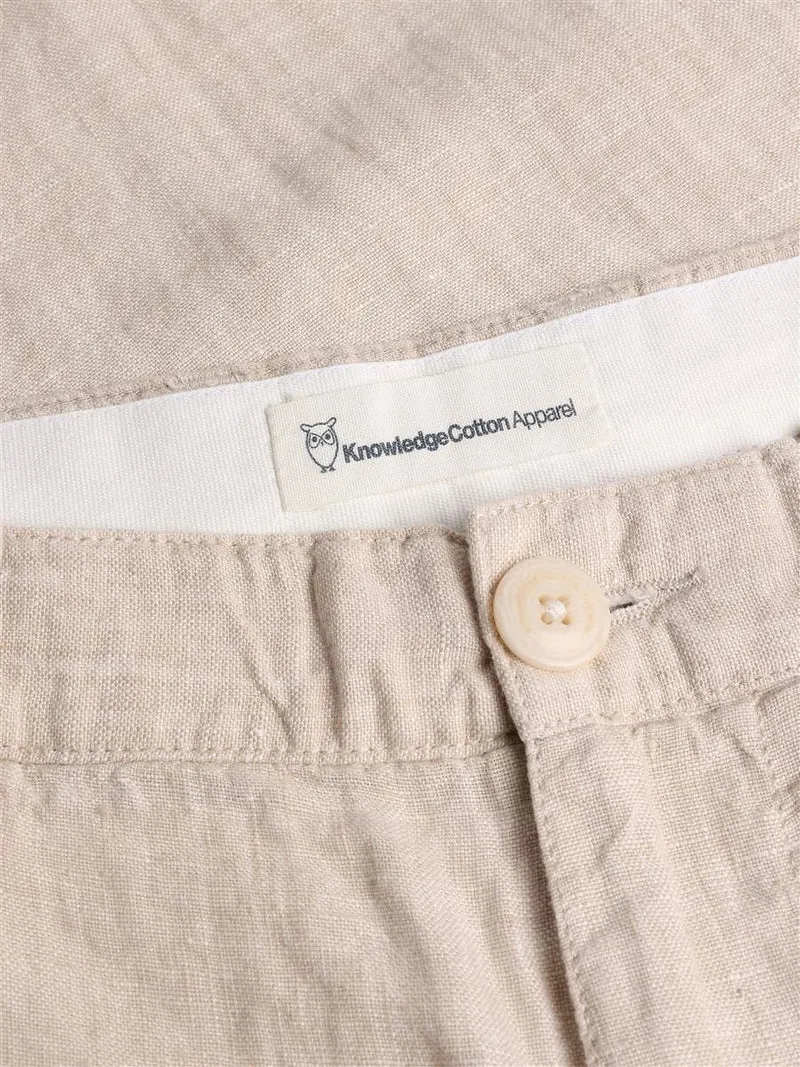 KNOWLEDGE COTTON APPAREL Chuck Regular Linen Pants yarndyed - light feather gray