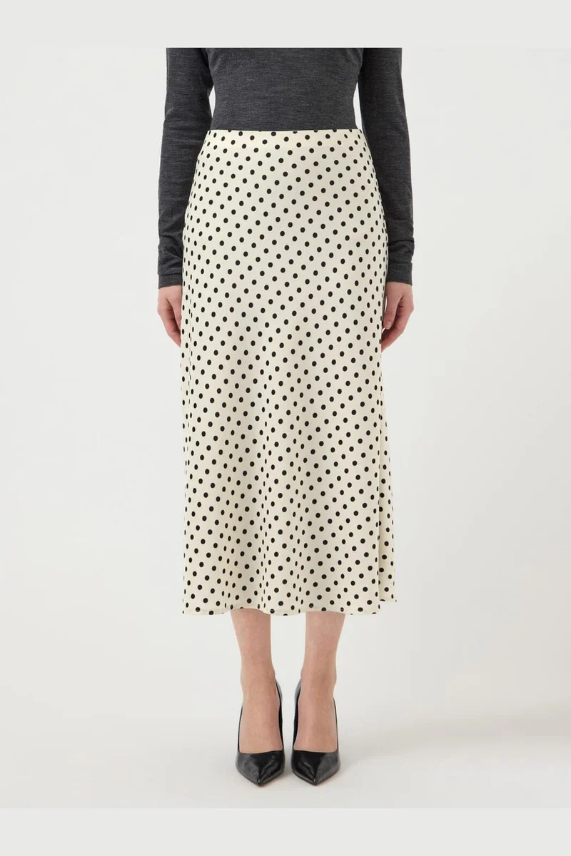 Yas - Yaspella Midi Skirt - 4935802 Birch Small Black Dots