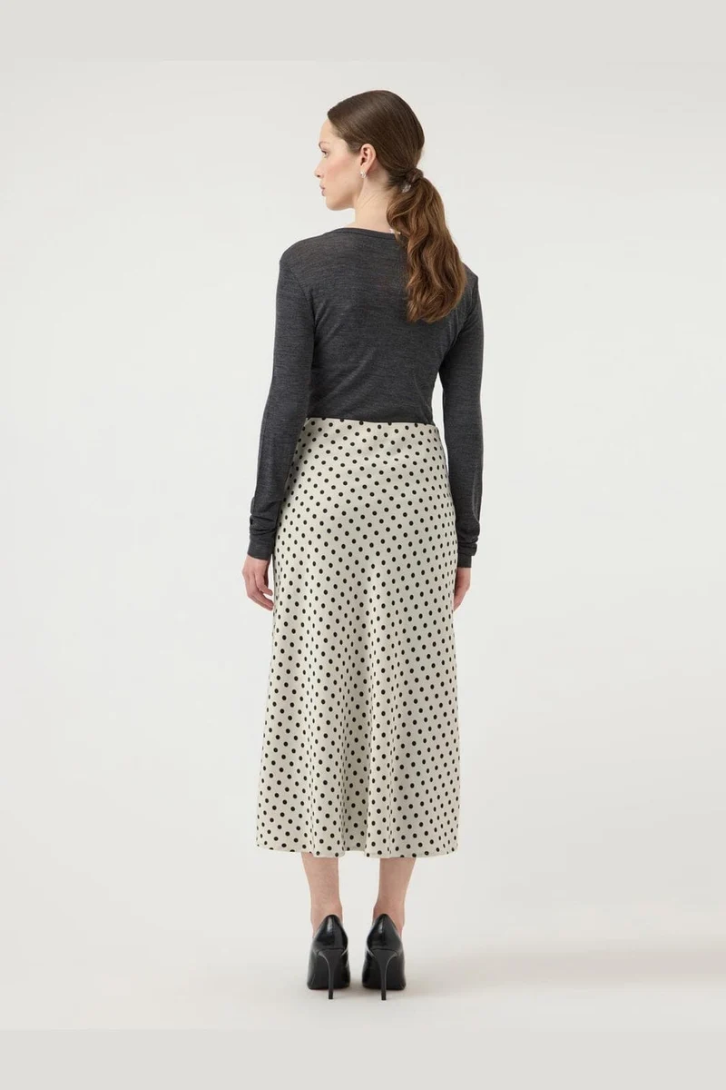 Yas - Yaspella Midi Skirt - 4935802 Birch Small Black Dots