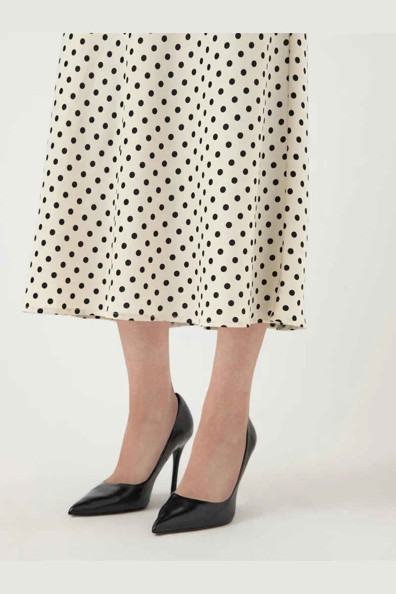 Yas - Yaspella Midi Skirt - 4935802 Birch Small Black Dots
