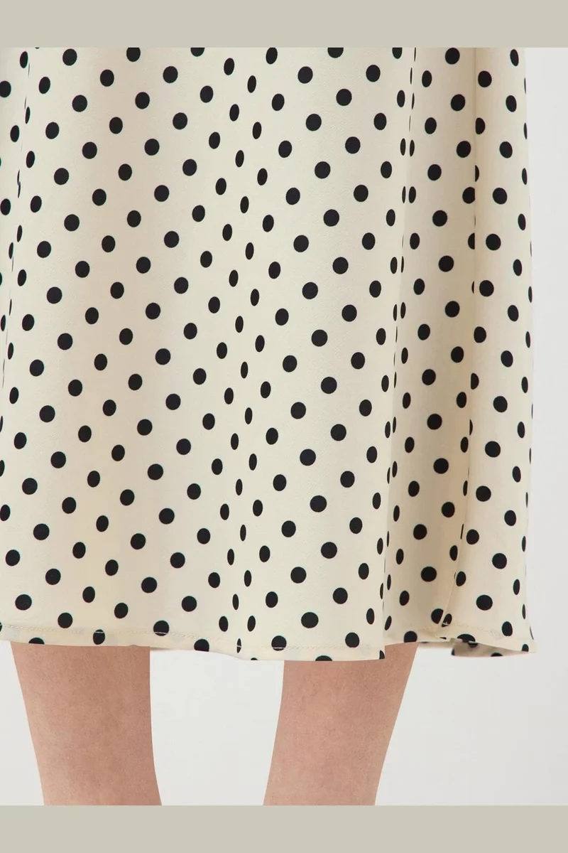 Yas - Yaspella Midi Skirt - 4935802 Birch Small Black Dots