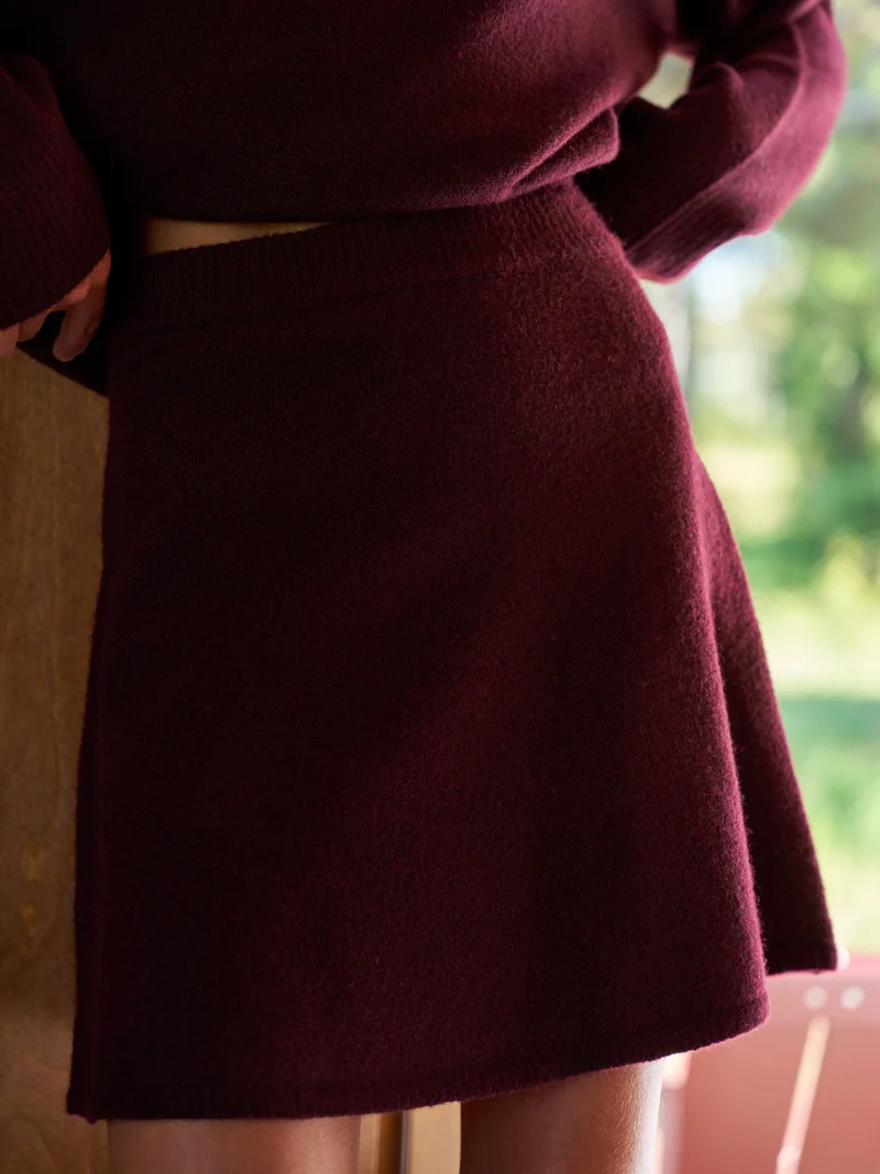 Neo Noir - Gisa Knit Skirt 161228 - 682 - Wine
