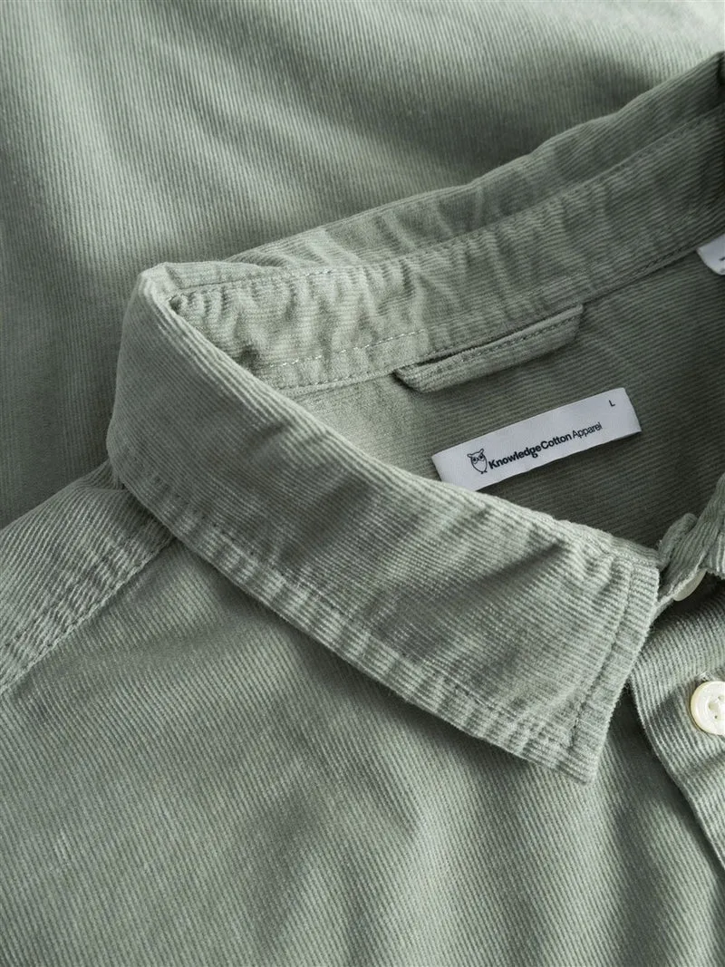 KNOWLEDGE COTTON APPAREL Dune Regular Corduroy Shirt lily pad