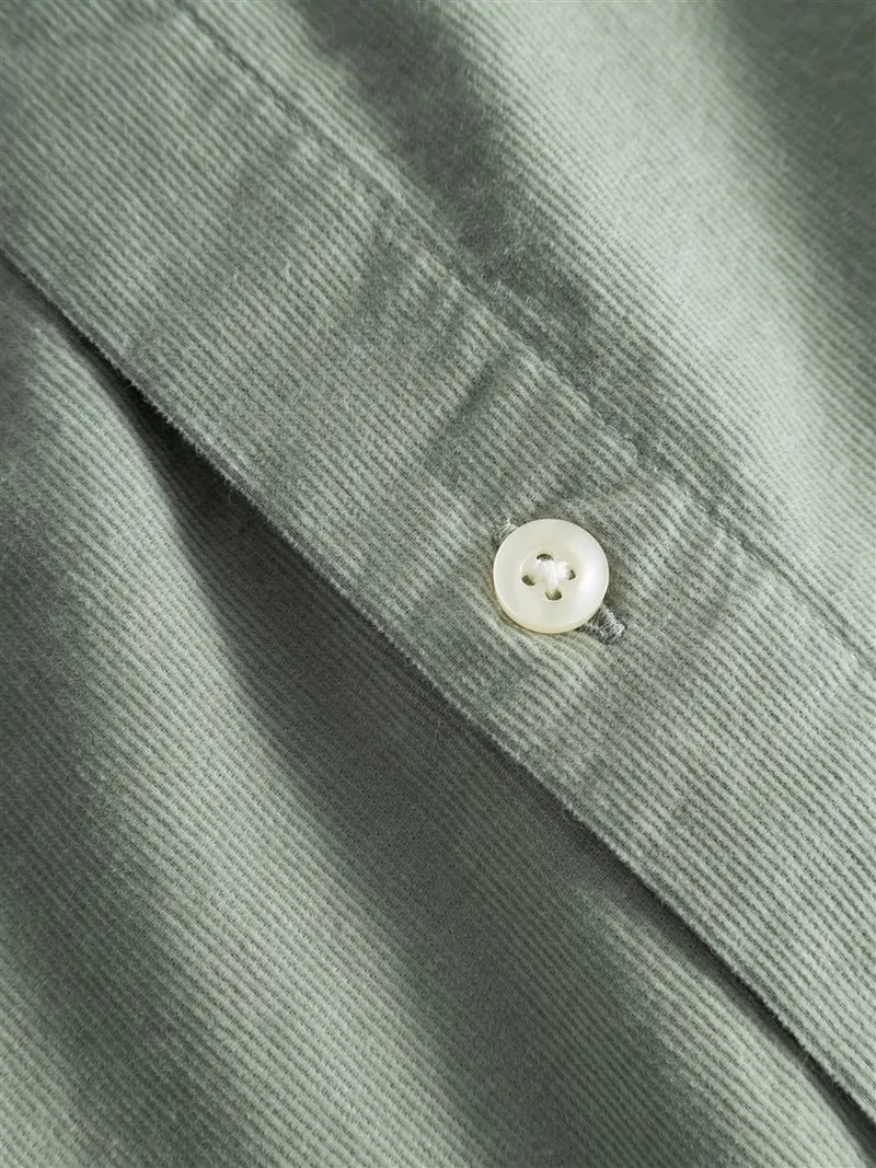 KNOWLEDGE COTTON APPAREL Dune Regular Corduroy Shirt lily pad