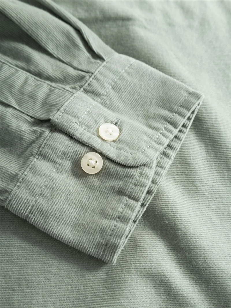 KNOWLEDGE COTTON APPAREL Dune Regular Corduroy Shirt lily pad