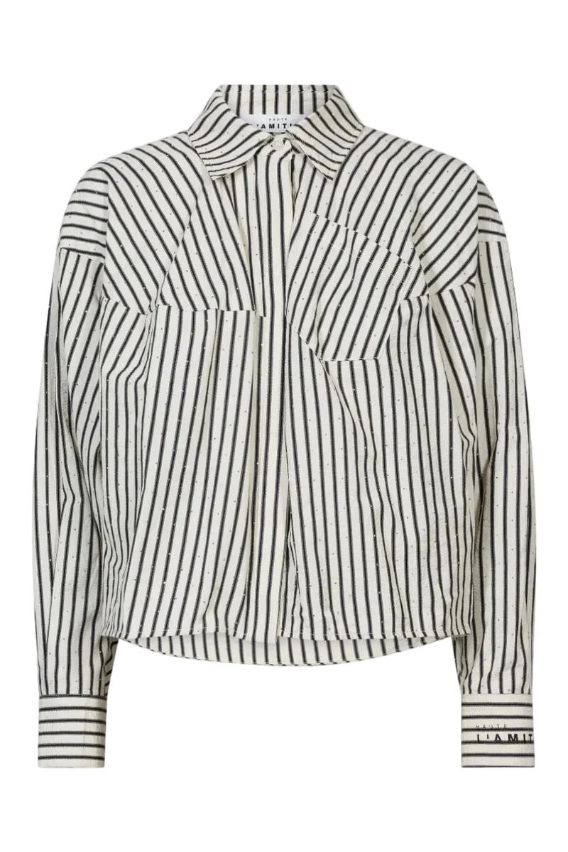Haute L'Amitié - Sophie Mono Stripe Stone Shirt Hl10995 - Off-White / Black Stripe