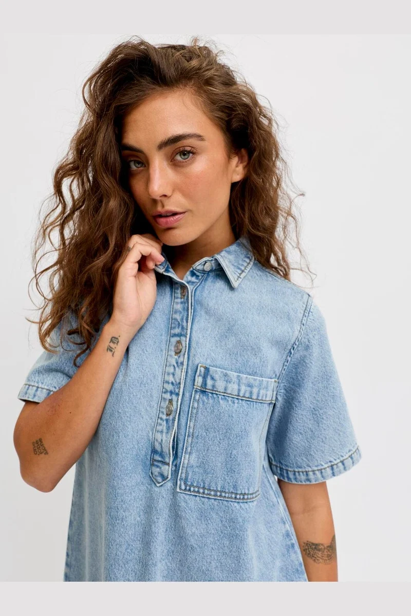 Jjxx - Jxamara Sille Ss Short Dress Sn - 4907322 Light Blue Denim