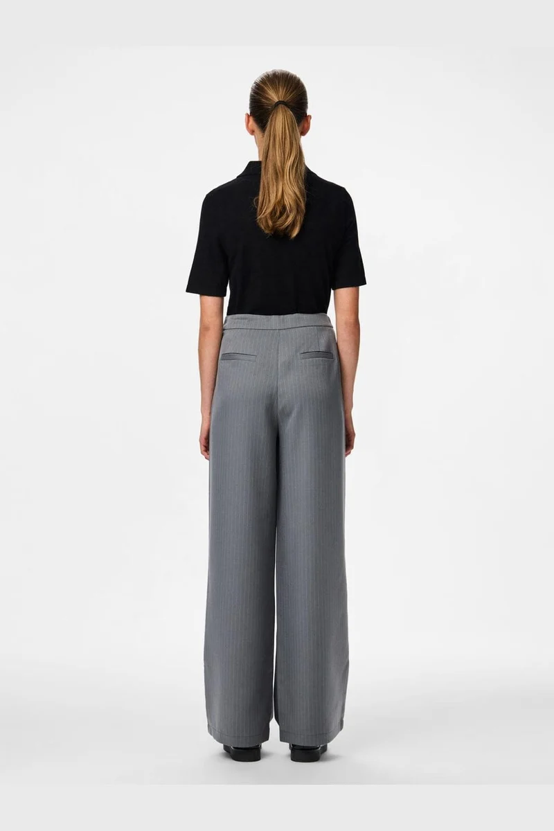 Pieces - Pcfalka Pinstriped Tie Pants - 4983919 Grey Pinstripe