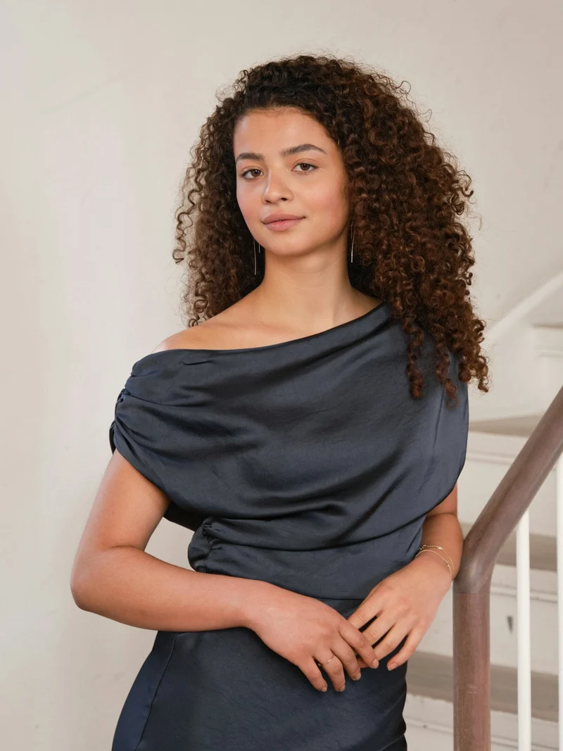 Neo Noir - Lilith Heavy Sateen Dress 168543 - 678 - Midnight Blue