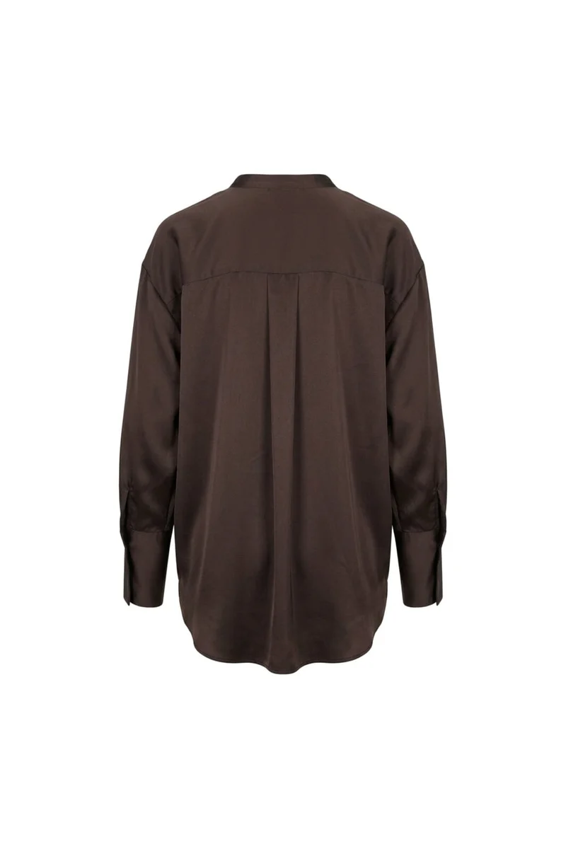 Co´Couture - Lauracc Mandarin Shirt 506623 - 20003 - Dark Brown