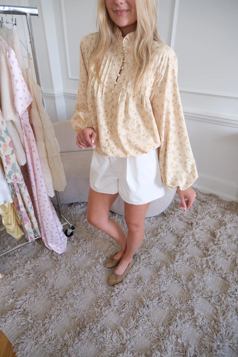 BYIC x Molly&My - Ingeborgic Shirt A23929 - Yellow Flower Print