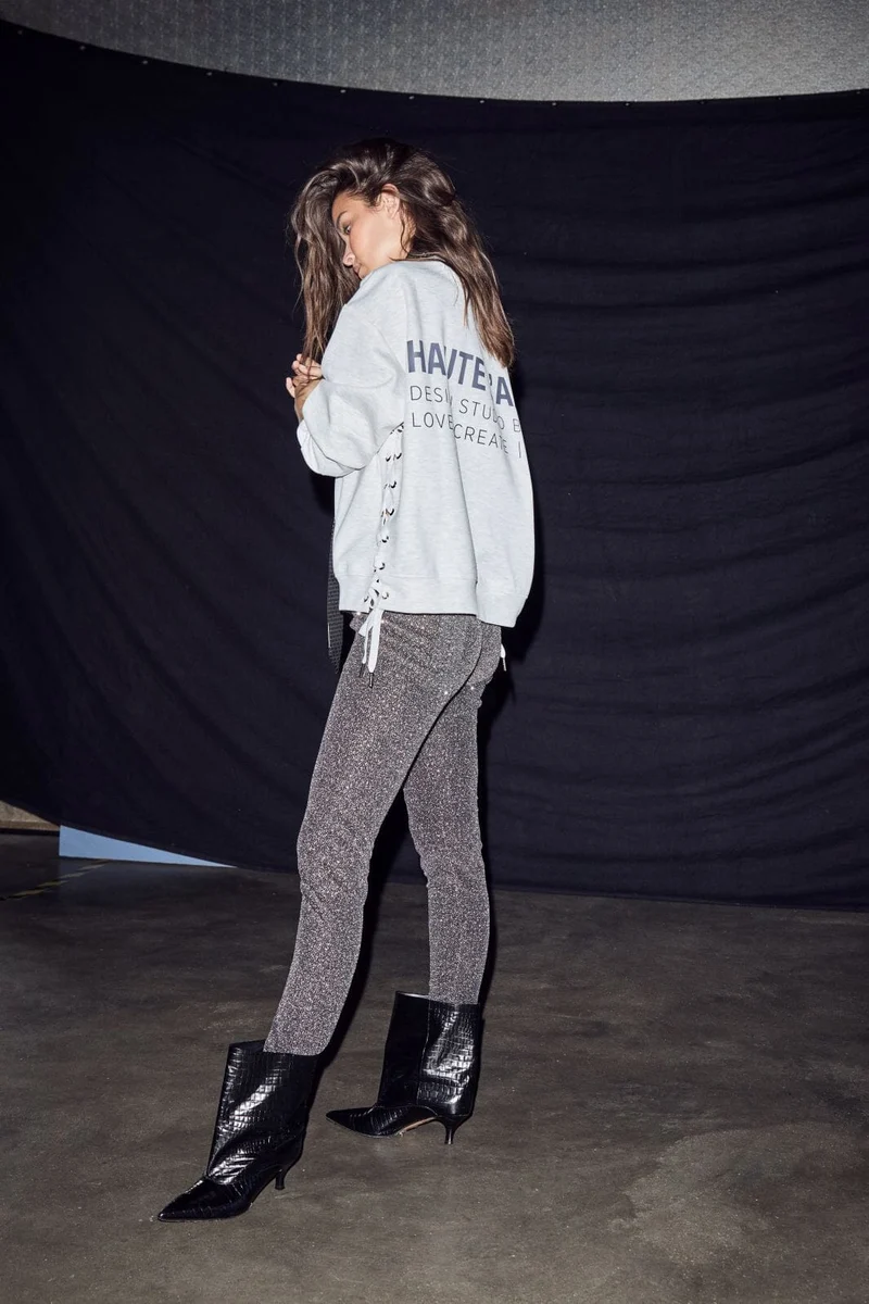 Haute L'Amitié - Rock Glitter Leggings Hl10999 - Black