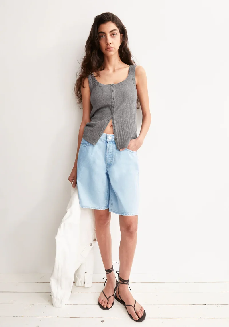 ARMEDANGELS Pointelle Top silver melange