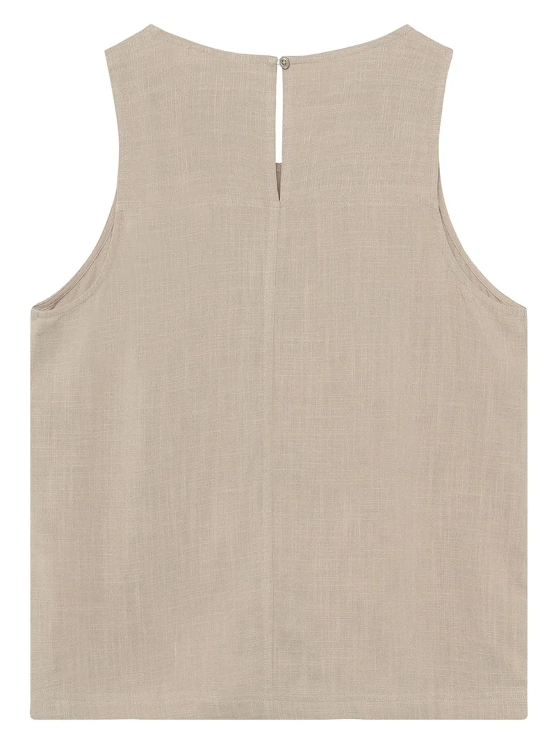 KNOWLEDGE COTTON APPAREL Linen-Mix Top light feather gray