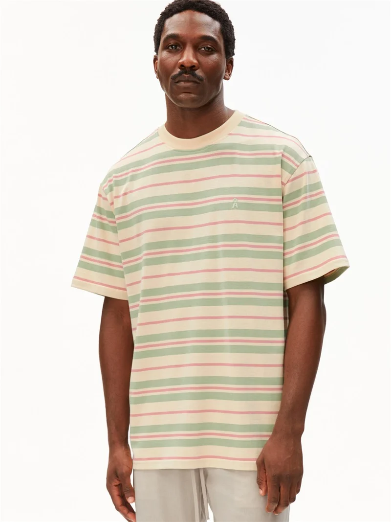 ARMEDANGELS Maarkos Stripes T-Shirt foam-washed berry