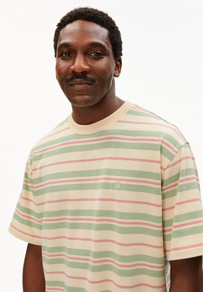 ARMEDANGELS Maarkos Stripes T-Shirt foam-washed berry