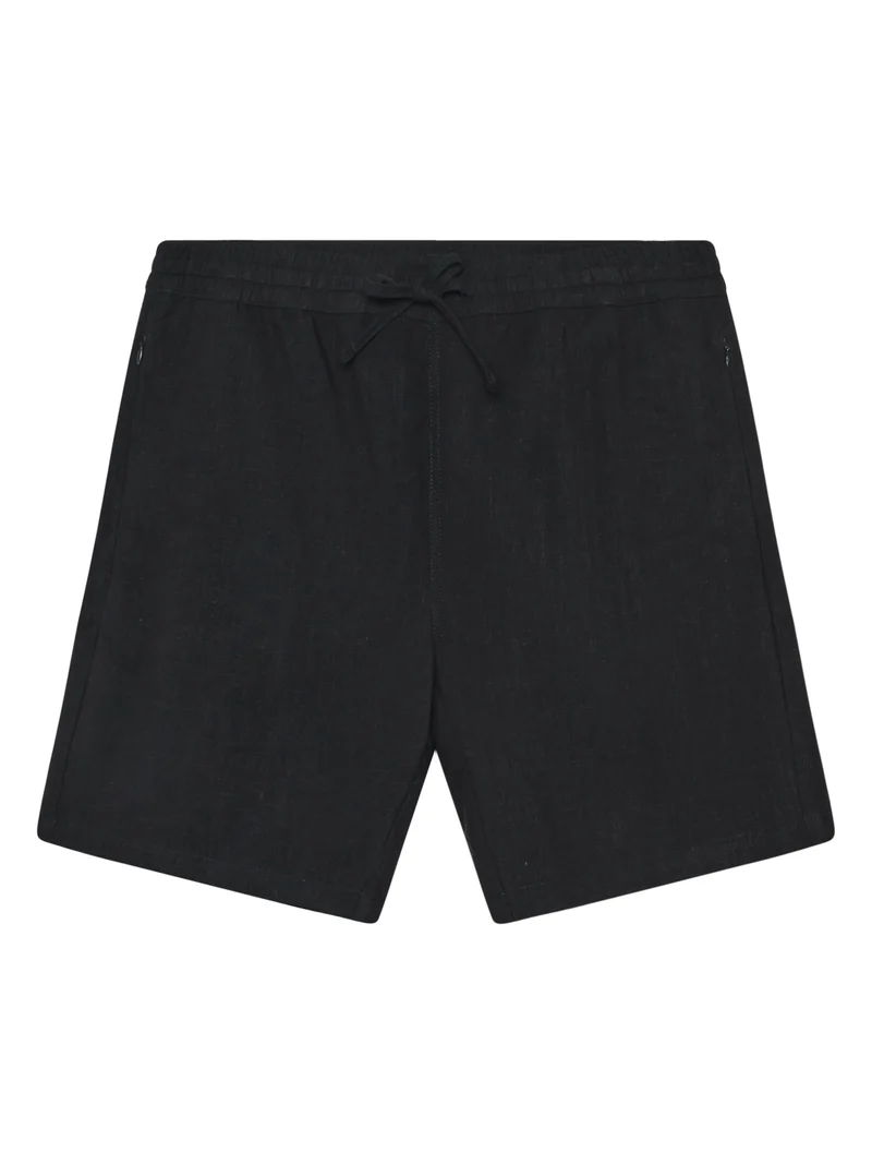 KNOWLEDGE COTTON APPAREL Astral Comfort Linen-Mix Shorts black jet