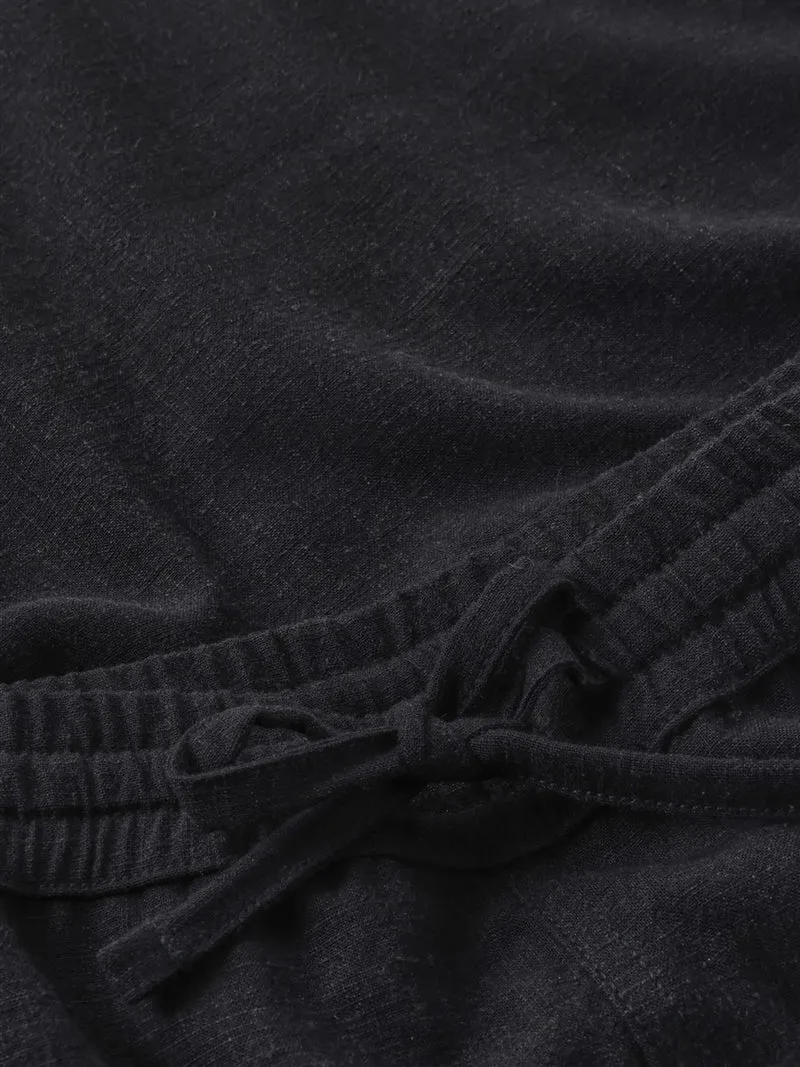 KNOWLEDGE COTTON APPAREL Astral Comfort Linen-Mix Shorts black jet