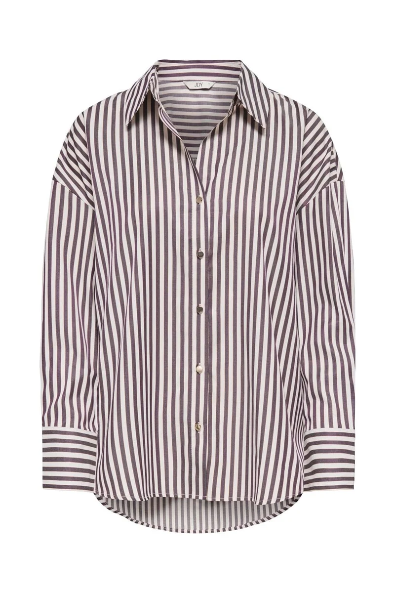 Jdy - Jdyvesper L/S Lurex Shirt - 5129896 Cloud Dancer Plum Perfect & Gold Lurex