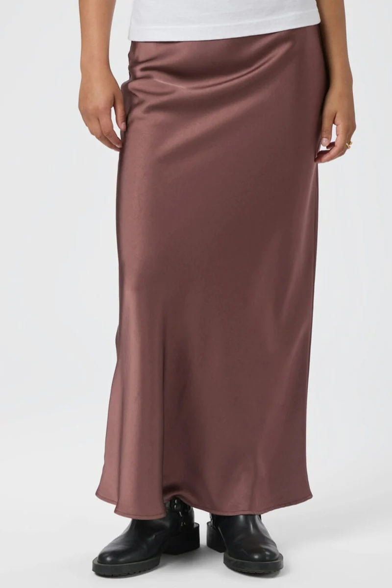 Neo Noir - Vicky Heavy Sateen Skirt 159588 - 393 - Dark Rose