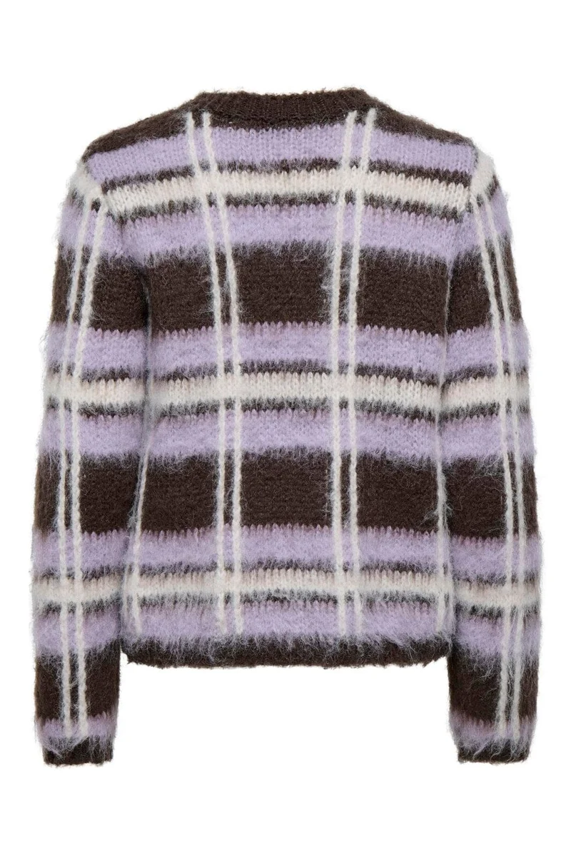 JDY - Jdysheridan L/S On Check Pullover Knt - 5111309 Chocolate Brown Lavender Frost & Whitecap Gray