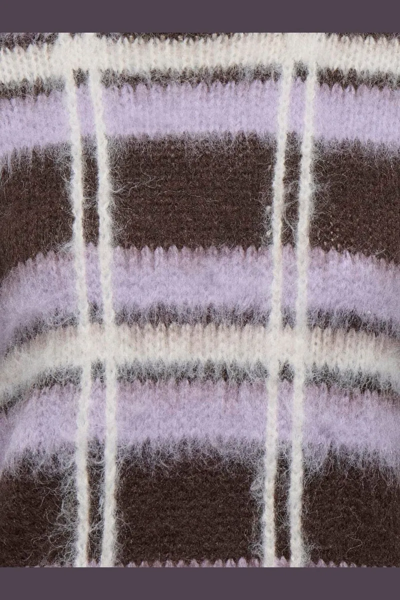 JDY - Jdysheridan L/S On Check Pullover Knt - 5111309 Chocolate Brown Lavender Frost & Whitecap Gray