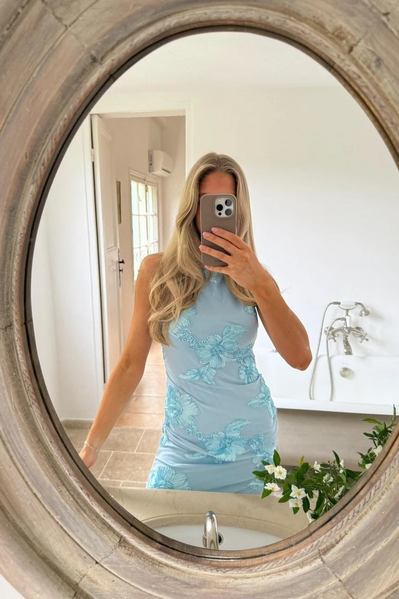 BYIC - Miraic Mesh Dress A23766 - Blue Flower