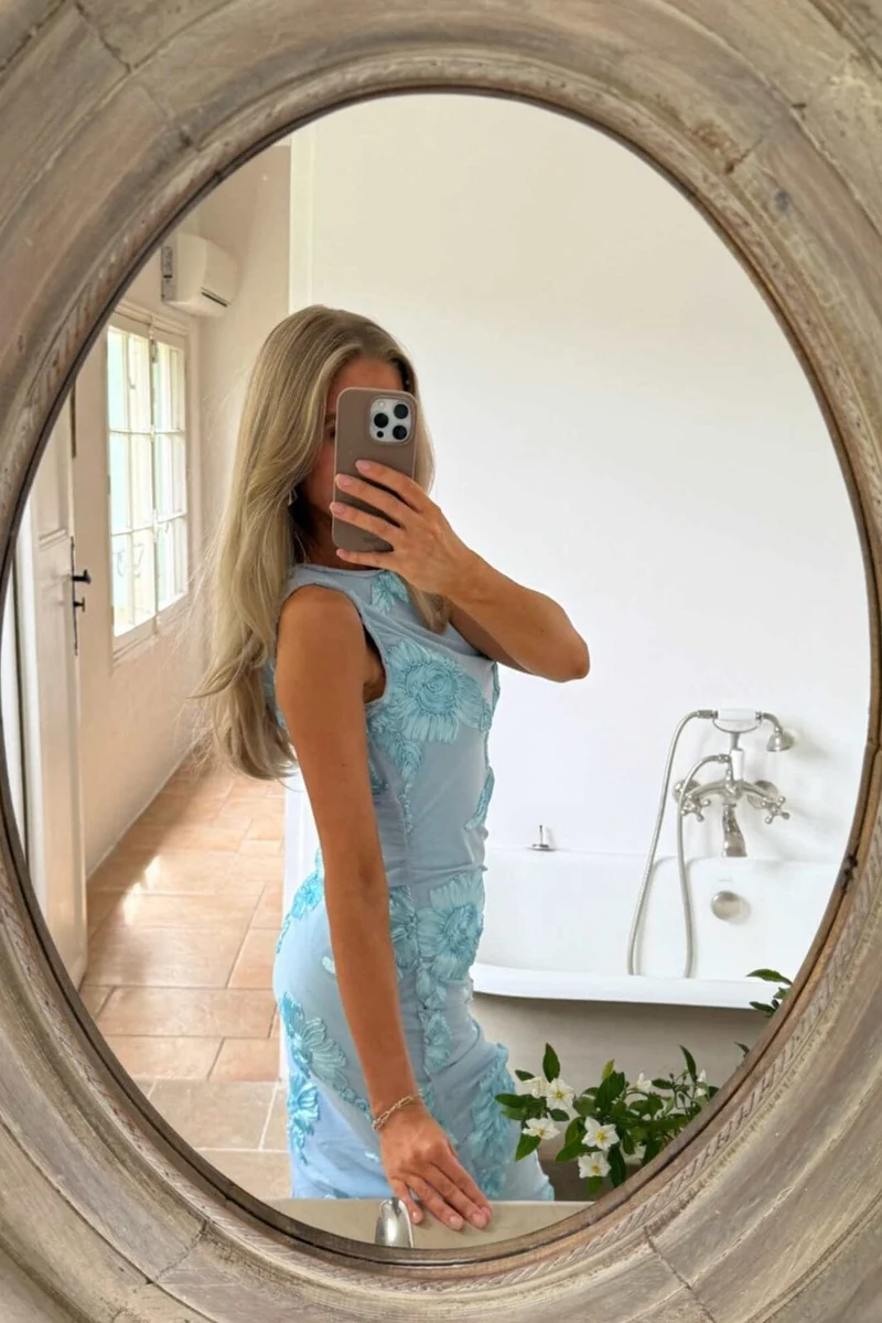 BYIC - Miraic Mesh Dress A23766 - Blue Flower