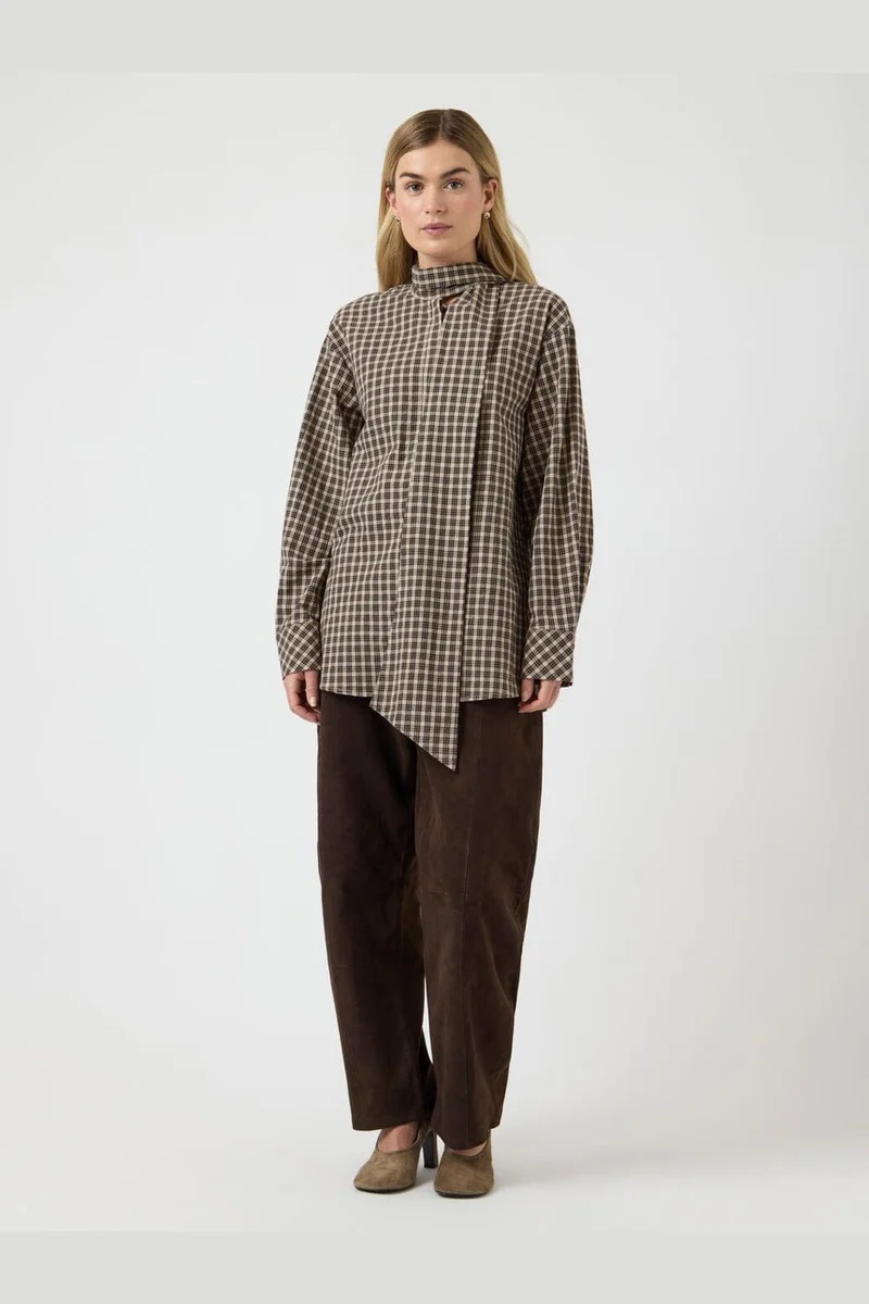YAS - Yascarlina Ls Long Shirt - 5108963 Chocolate Brown W. Checks