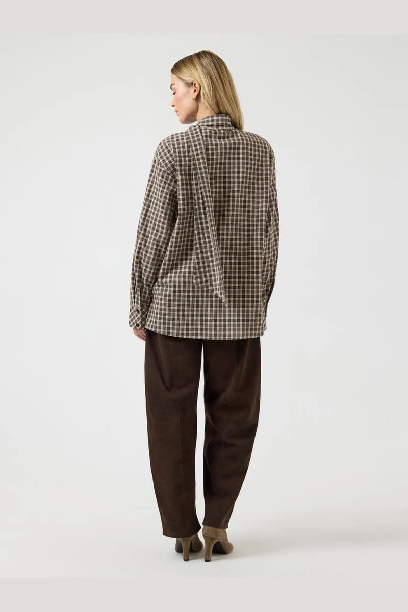 YAS - Yascarlina Ls Long Shirt - 5108963 Chocolate Brown W. Checks