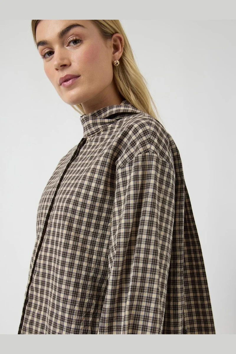 YAS - Yascarlina Ls Long Shirt - 5108963 Chocolate Brown W. Checks
