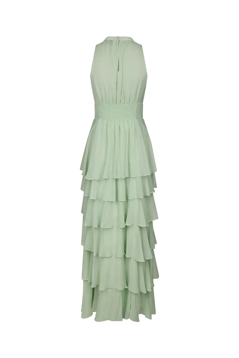 Neo Noir - Marli Solid Chiffon Dress 165640 - 154 - Light Green