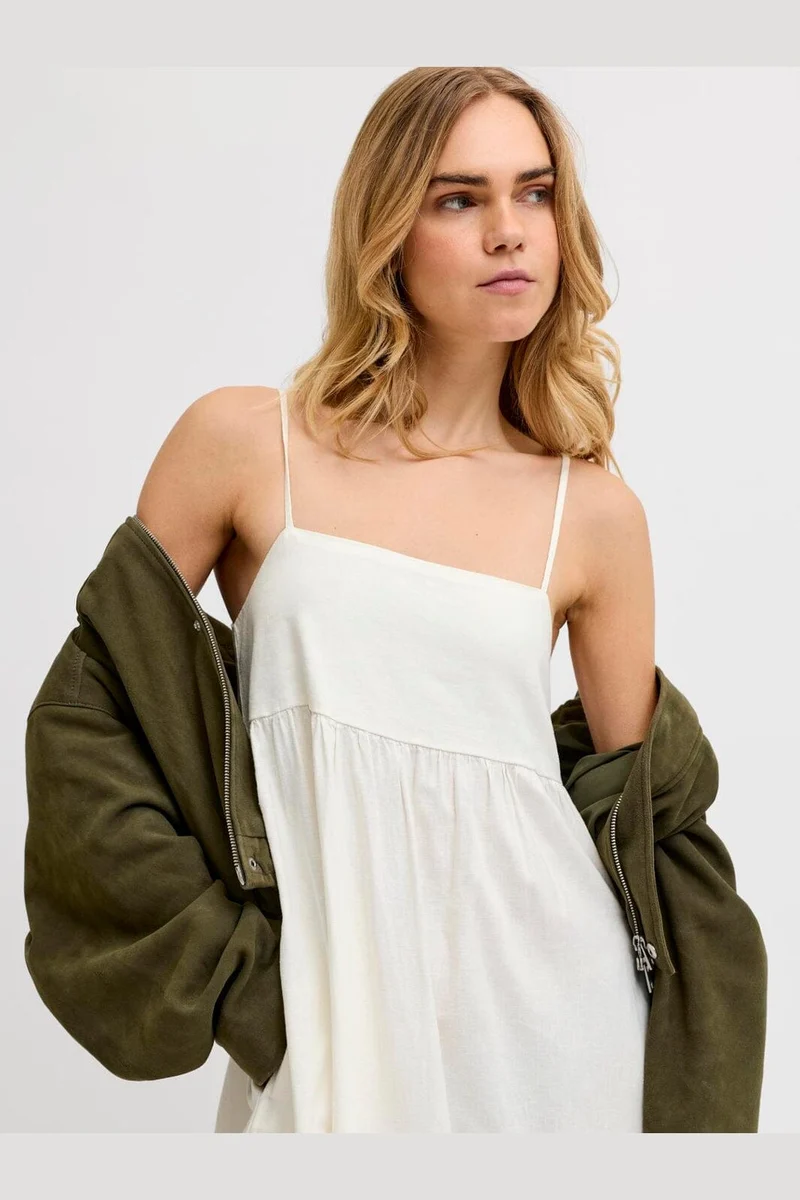 Jjxx - Jxalmira Linen Blend Long Dress - 4906547 Blanc De Blanc