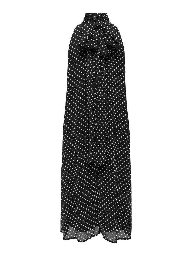 JDY - Jdypolka S/L Halterneck Midi Dress - 5018897 Black White Polka Dot