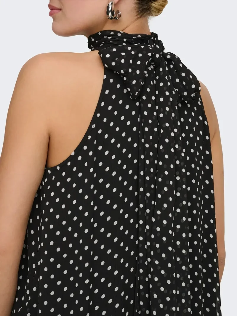 JDY - Jdypolka S/L Halterneck Midi Dress - 5018897 Black White Polka Dot