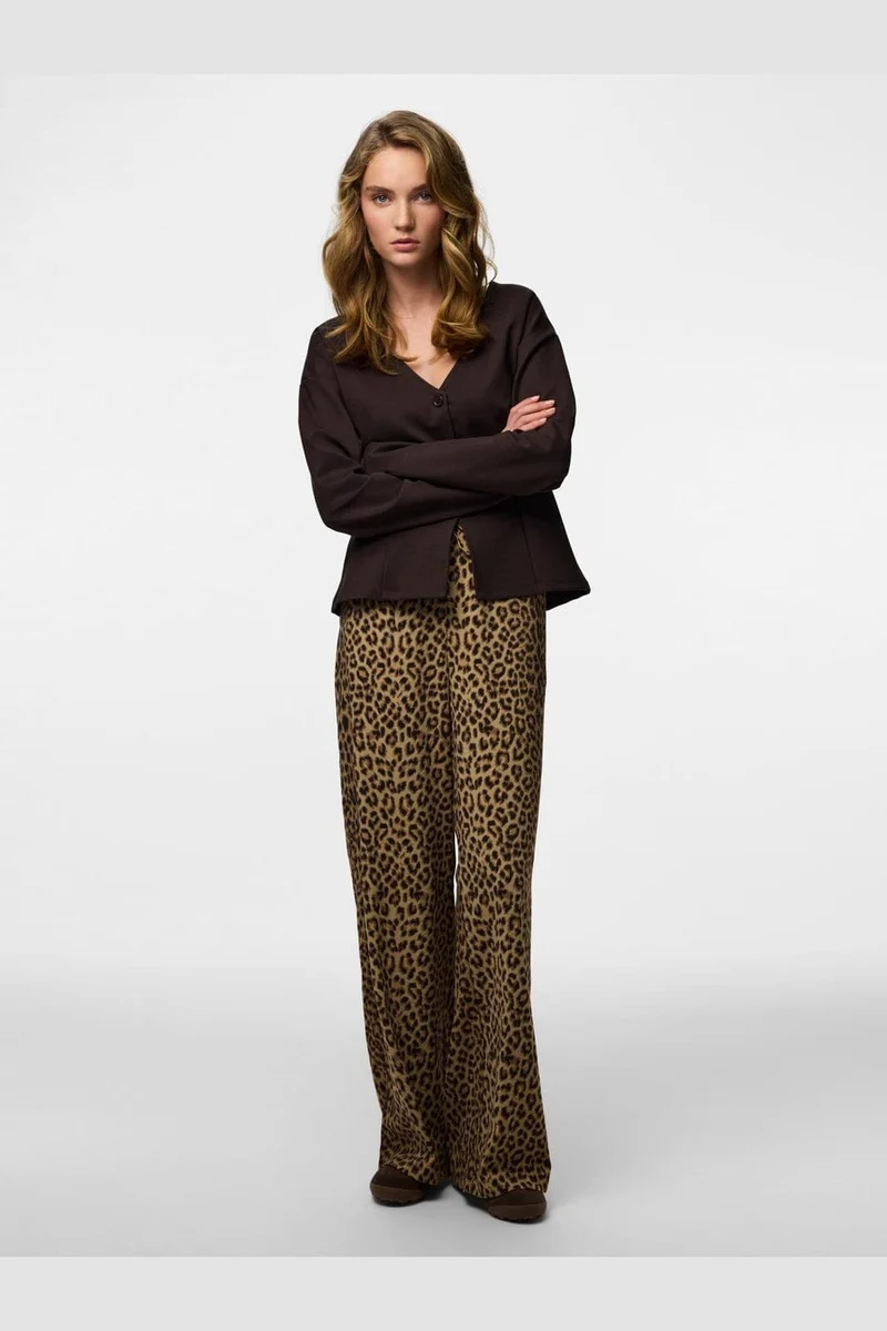 Pieces - Pcbosella Printed Wide Pants - 5024998 Natural Leo