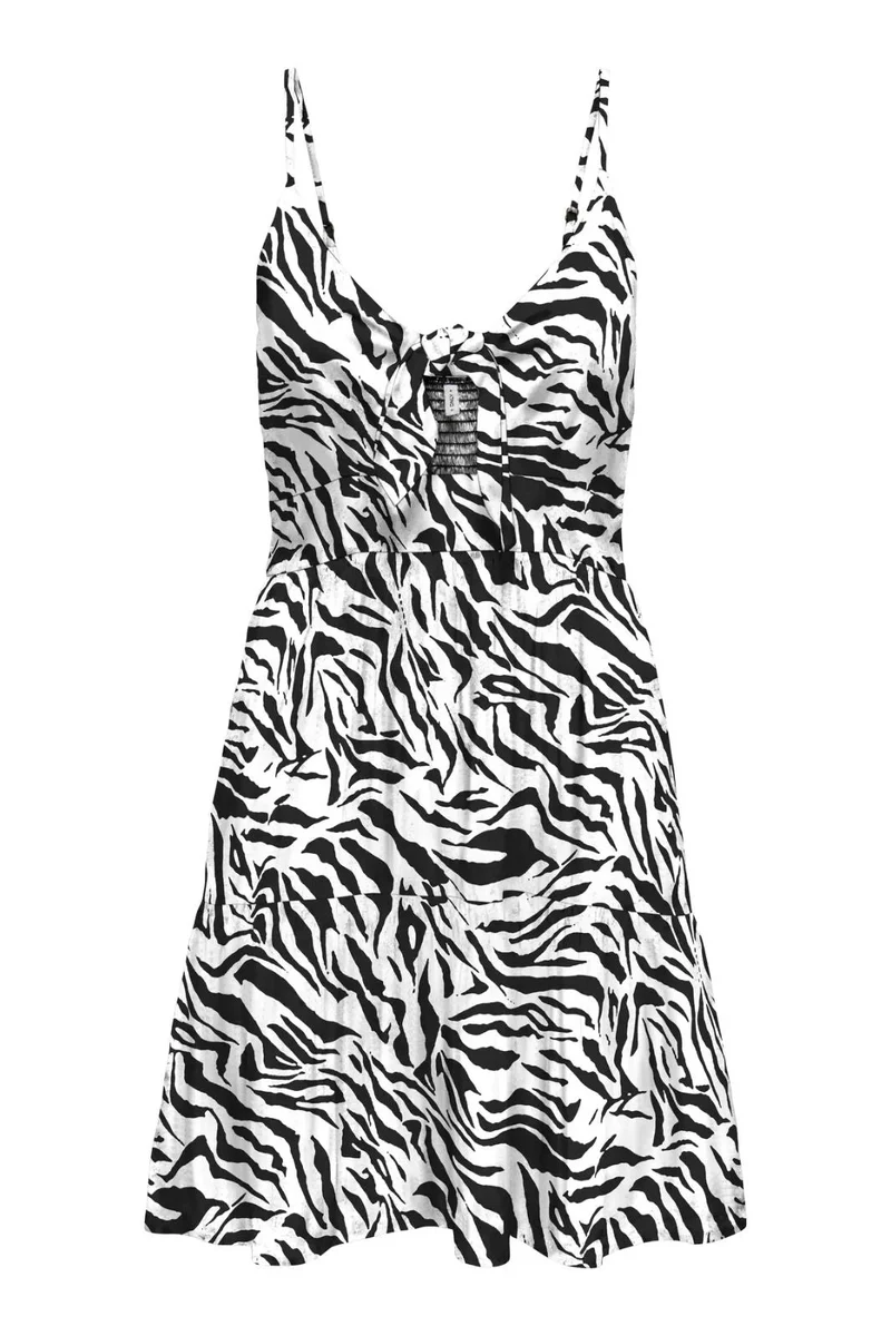 Only - Onljennie S/L Knot Short Dress Ox - 4948115 Black Zebra