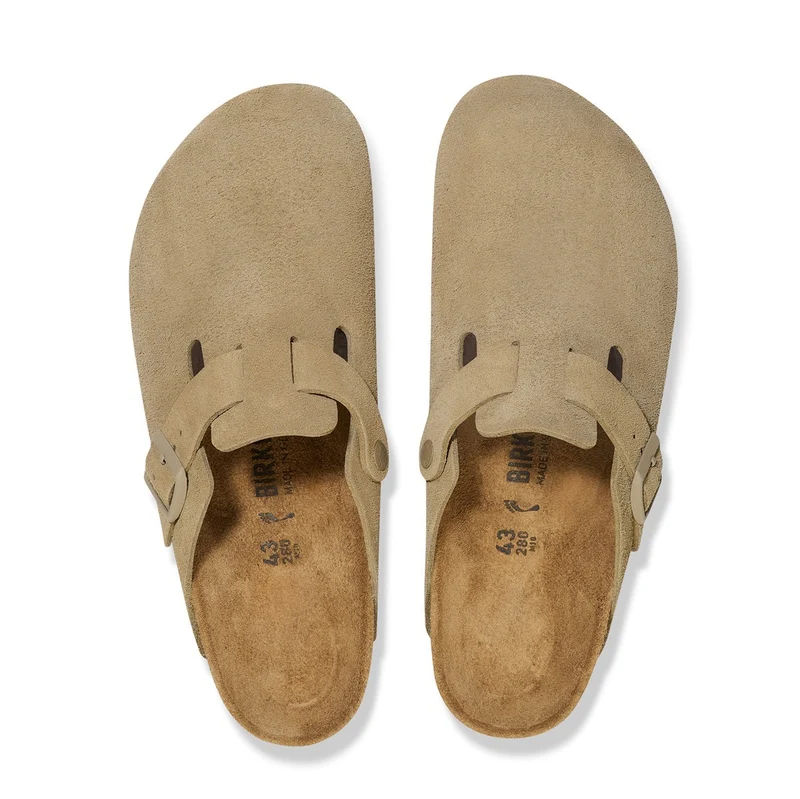 BIRKENSTOCK Boston Suede Leather (schmal) faded khaki