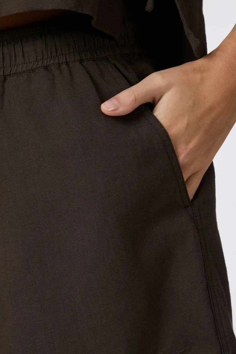 Neo Noir - Shala Linen Shorts 166102 - 676 - Dark Brown