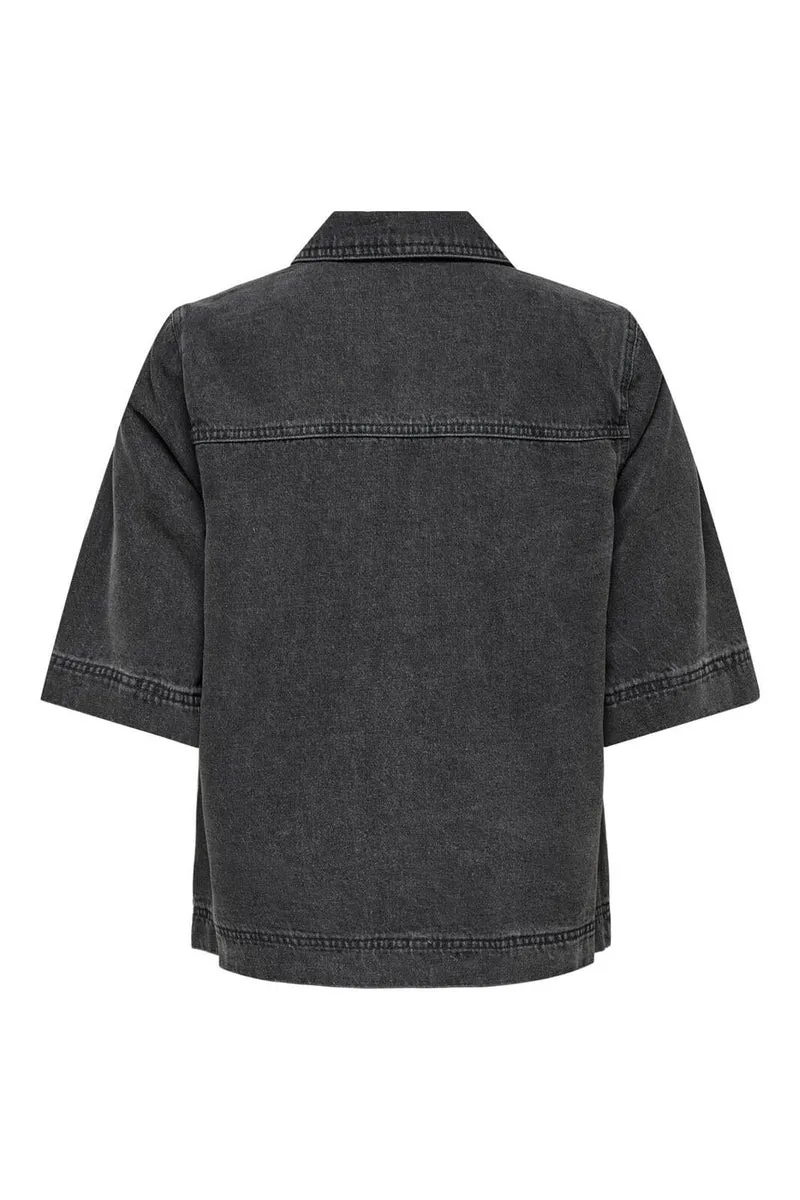 Only - Onlbelle S/S Shirt Gua 15347084 - 4790588 - Washed Black