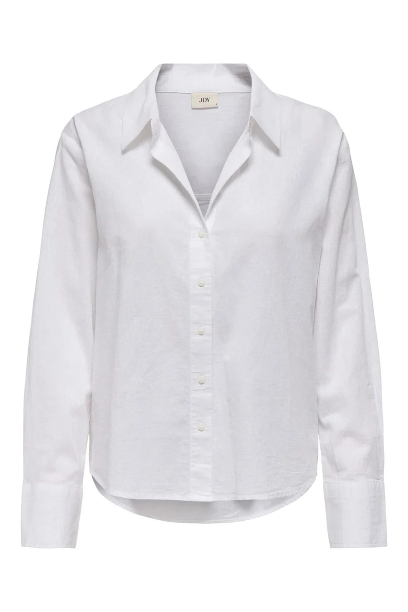 JDY - Jdymila L/S Loose Linen Shirt - 4744312 Cloud Dancer