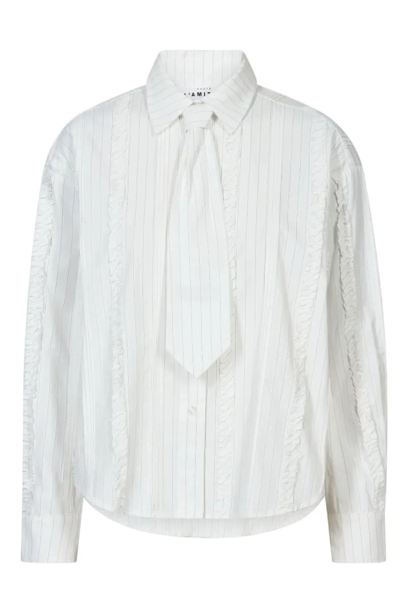 Haute L'Amitié - Inez Pin Frill Tie Shirt Hl10981 - Off-White